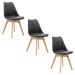 Kit 3 Cadeiras Estofadas Saarinen Wood Pés de Madeira Preto