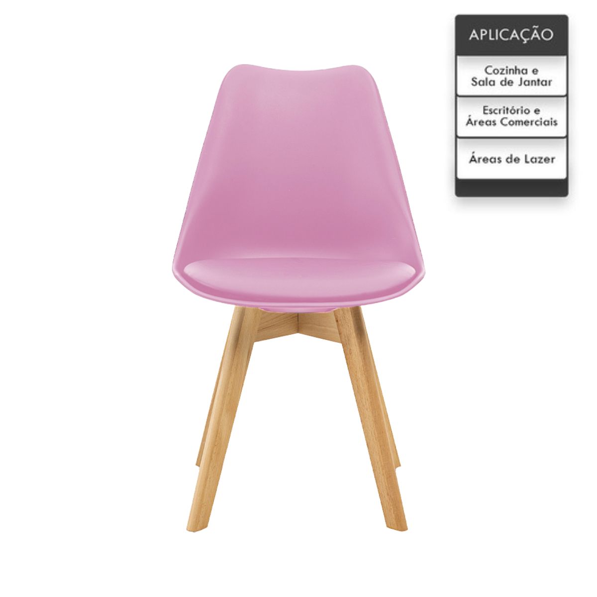 Kit 3 Cadeiras Estofadas Saarinen Wood Pés de Madeira Rosa