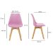Kit 3 Cadeiras Estofadas Saarinen Wood Pés de Madeira Rosa