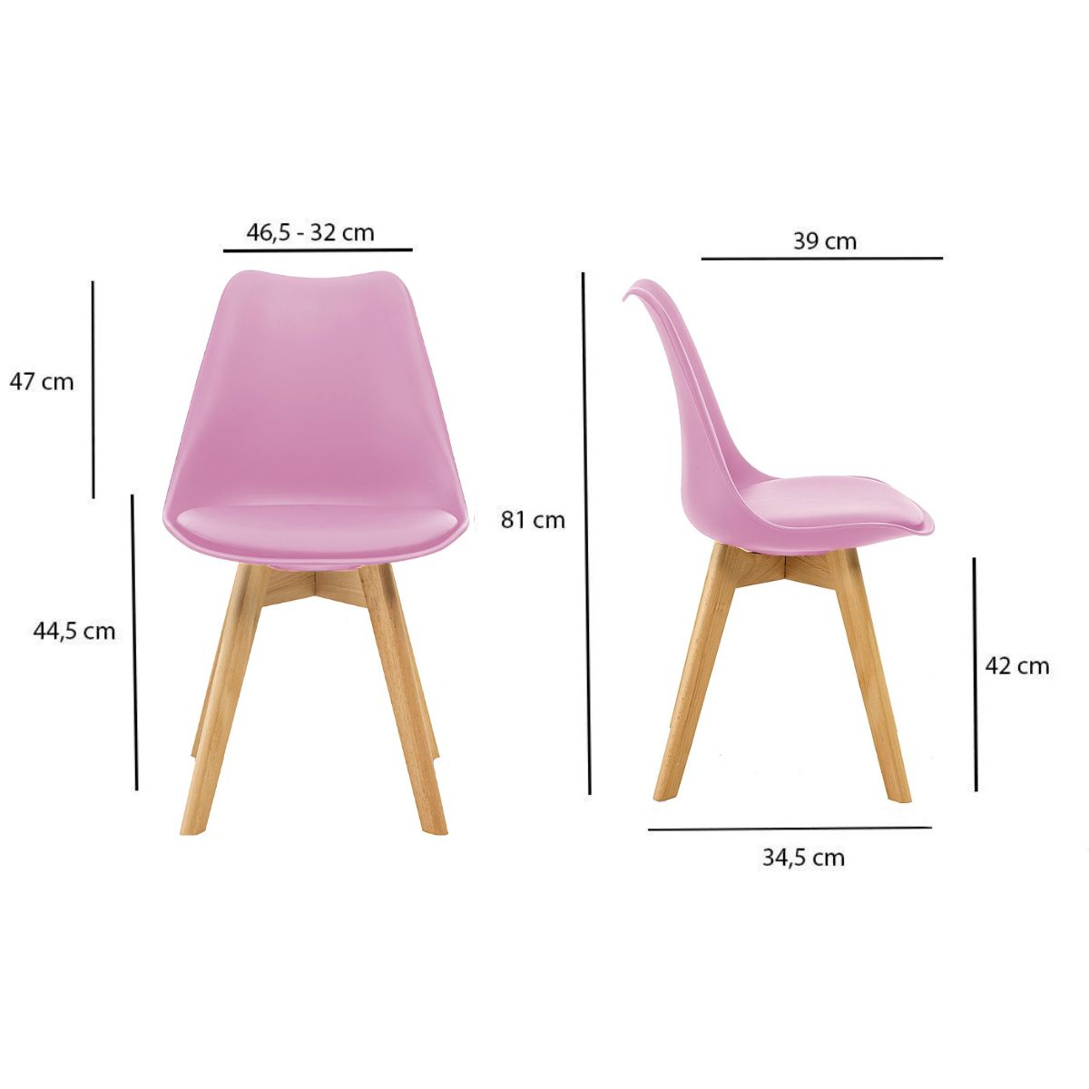 Kit 3 Cadeiras Estofadas Saarinen Wood Pés de Madeira Rosa