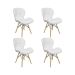 Kit 4 Cadeiras Estofada Eiffel Slim Wood Pés de Madeira Branco
