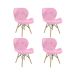 Kit 4 Cadeiras Estofada Eiffel Slim Wood Pés de Madeira Rosa