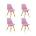 Kit 4 Cadeiras Estofadas Saarinen Wood Pés de Madeira Rosa