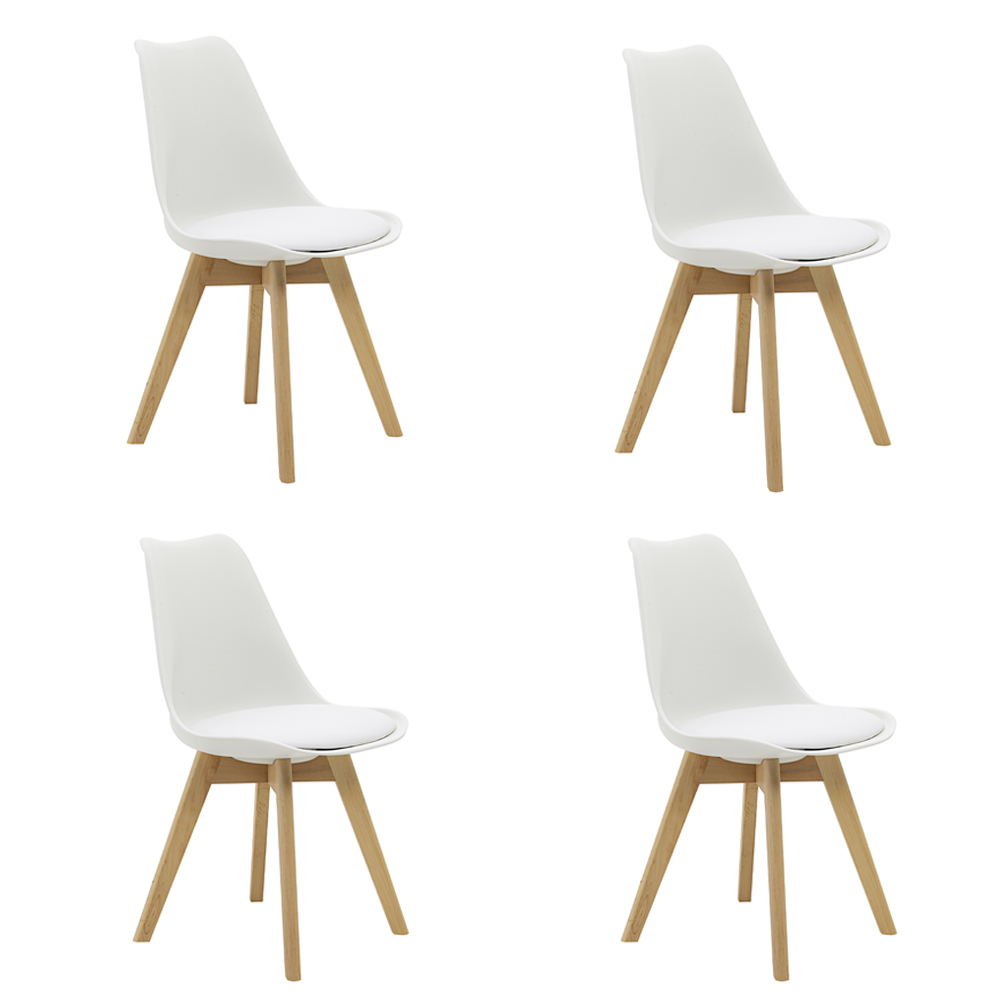 Kit 4 Cadeiras Saarinen Wood Com Estofamento Várias Cores - Branco