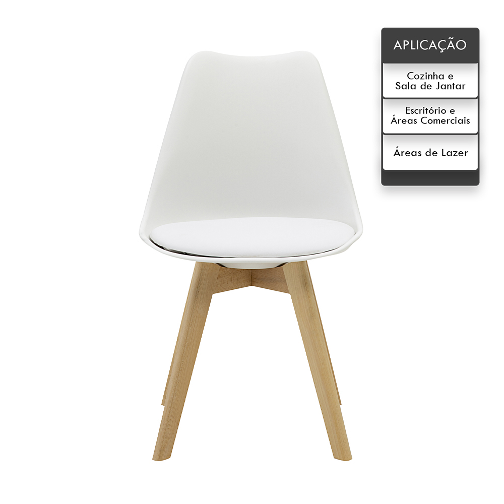 Kit 4 Cadeiras Saarinen Wood Com Estofamento Várias Cores - Branco