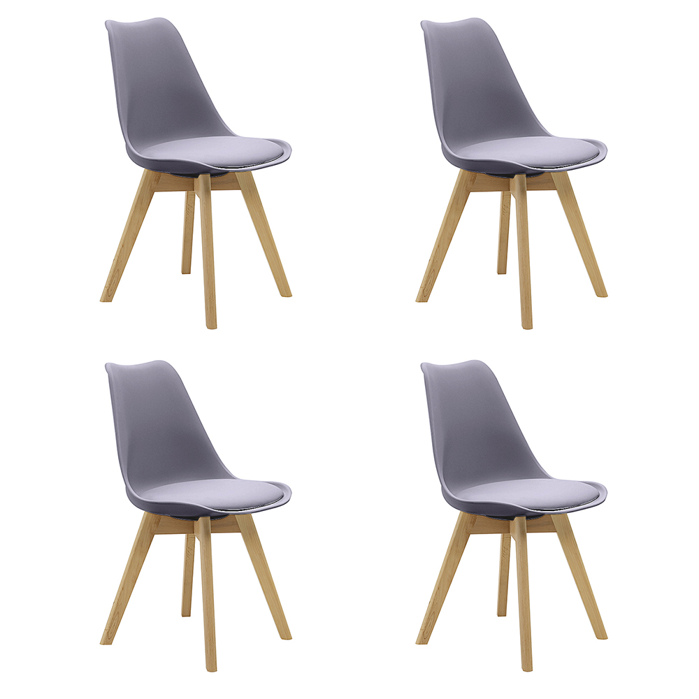 Kit 4 Cadeiras Saarinen Wood Com Estofamento Várias Cores - Cinza