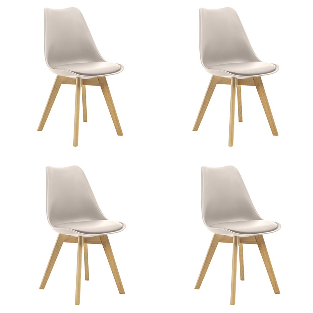 Kit 4 Cadeiras Saarinen Wood Com Estofamento Várias Cores - Nude