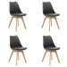 Kit 4 Cadeiras Saarinen Wood Com Estofamento Várias Cores - Preto