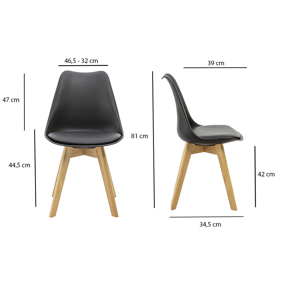 Kit 4 Cadeiras Saarinen Wood Com Estofamento Várias Cores - Preto