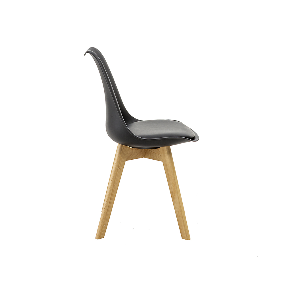 Kit 4 Cadeiras Saarinen Wood Com Estofamento Várias Cores - Preto