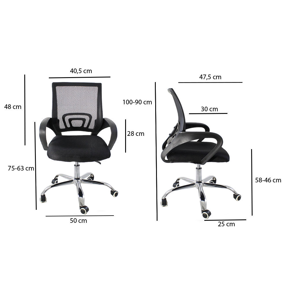 Kit 4 Cadeiras de Escritorio Begonia Tela Mesh Ergonomica - Preto