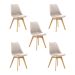 Kit 5 Cadeiras Estofadas Saarinen Wood Pés de Madeira Bege