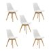 Kit 5 Cadeiras Estofadas Saarinen Wood Pés de Madeira Branco