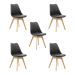 Kit 5 Cadeiras Estofadas Saarinen Wood Pés de Madeira Preto