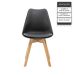Kit 5 Cadeiras Estofadas Saarinen Wood Pés de Madeira Preto