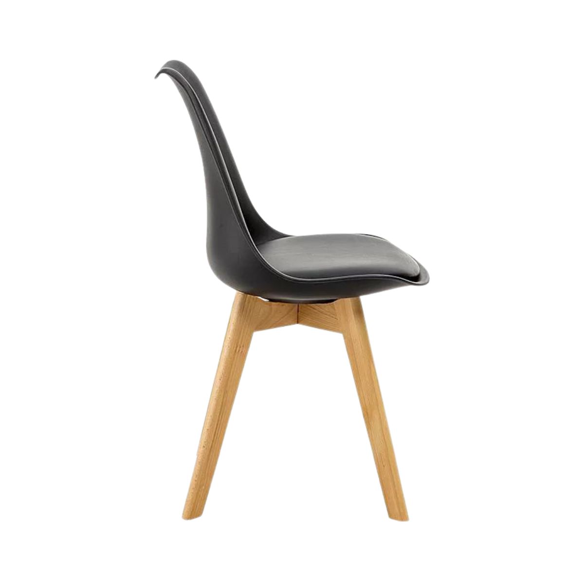 Kit 5 Cadeiras Estofadas Saarinen Wood Pés de Madeira Preto