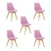 Kit 5 Cadeiras Estofadas Saarinen Wood Pés de Madeira Rosa