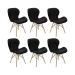 Kit 6 Cadeiras Estofada Eiffel Slim Wood Pés de Madeira Preto