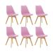 Kit 6 Cadeiras Estofadas Saarinen Wood Pés de Madeira Rosa