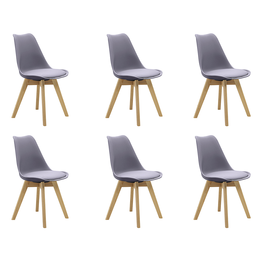 Kit 6 Cadeiras Saarinen Wood Com Estofamento Várias Cores - Cinza