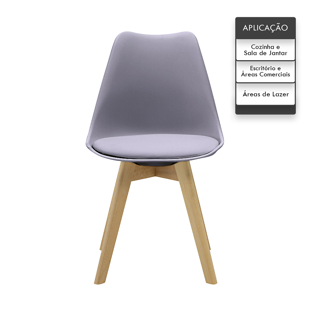 Kit 6 Cadeiras Saarinen Wood Com Estofamento Várias Cores - Cinza
