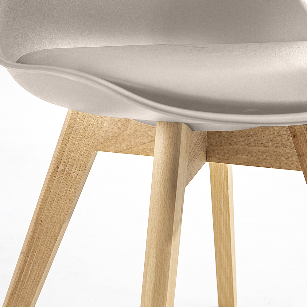 Kit 6 Cadeiras Saarinen Wood Com Estofamento Várias Cores - Nude