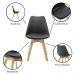 Kit 6 Cadeiras Saarinen Wood Com Estofamento Várias Cores - Preto