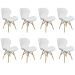 Kit 8 Cadeiras Estofada Eiffel Slim Wood Pés de Madeira Branco