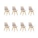 Kit 8 Cadeiras Estofadas Saarinen Wood Pés de Madeira Bege