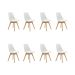Kit 8 Cadeiras Estofadas Saarinen Wood Pés de Madeira Branco