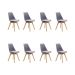 Kit 8 Cadeiras Estofadas Saarinen Wood Pés de Madeira Cinza