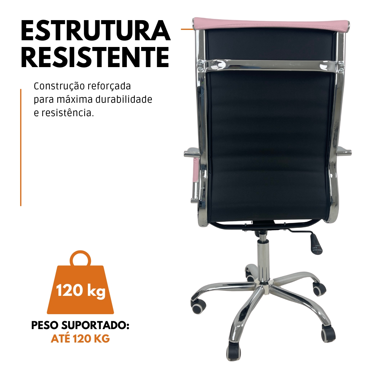 Cadeira De Escritório Giratória Esteirinha Alta Rosa