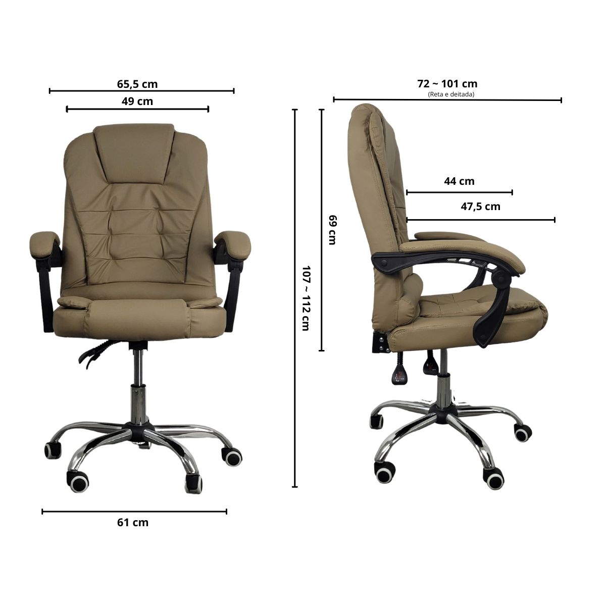 Cadeira De Escritório Presidente Reclinável Ergonômica Branco
