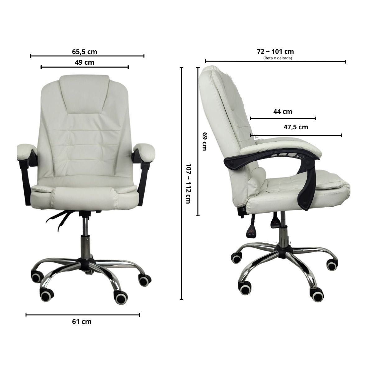 Cadeira De Escritório Presidente Reclinável Ergonômica Marrom