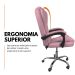 Cadeira De Escritório Presidente Reclinável Ergonômica Rosa