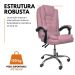 Cadeira De Escritório Presidente Reclinável Ergonômica Rosa