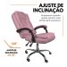 Cadeira De Escritório Presidente Reclinável Ergonômica Rosa
