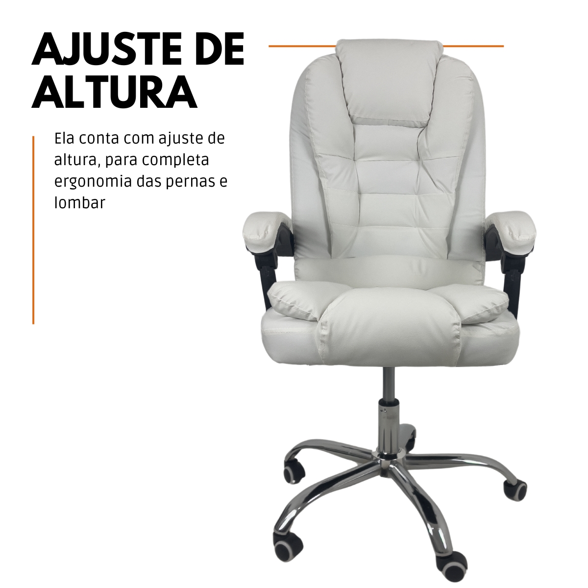 Cadeira De Escritório Presidente Soft Reclinável Ergonômica Branco