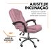 Cadeira De Escritório Presidente Soft Reclinável Ergonômica Rosa