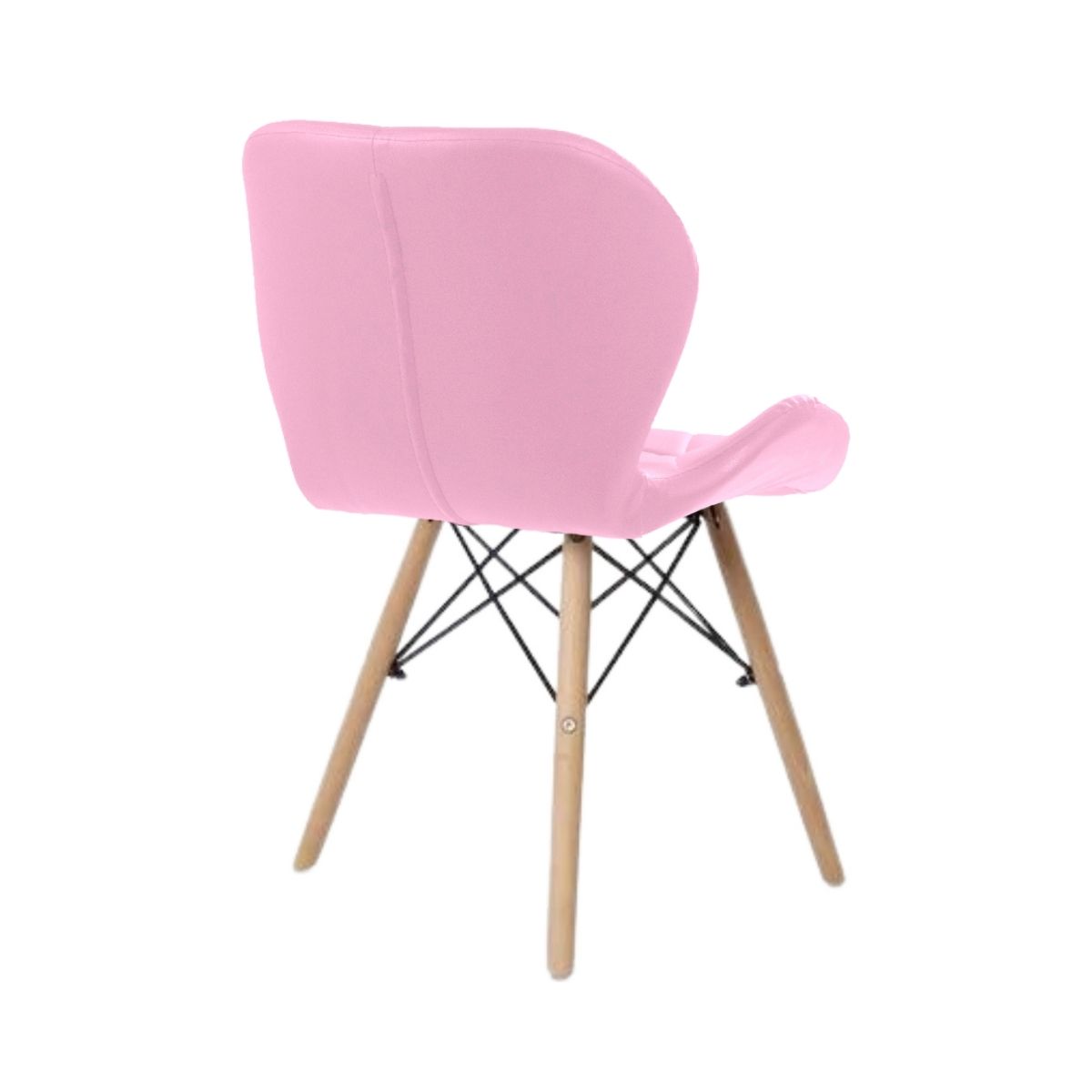 Cadeira Estofada Eiffel Slim Wood Pés de Madeira Rosa