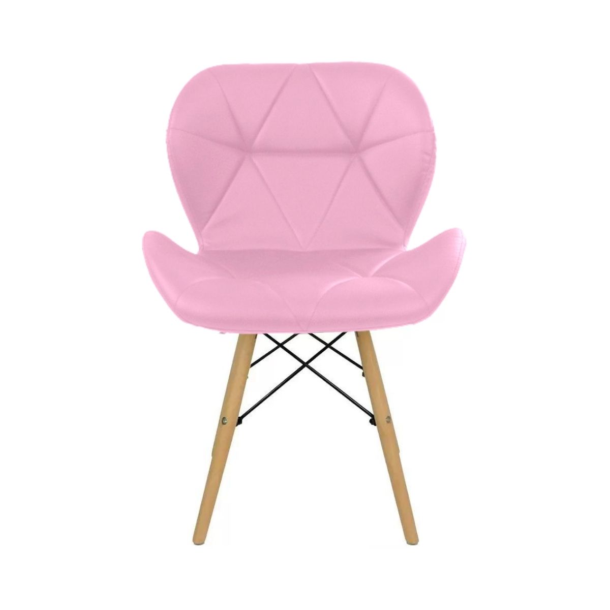Cadeira Estofada Eiffel Slim Wood Pés de Madeira Rosa