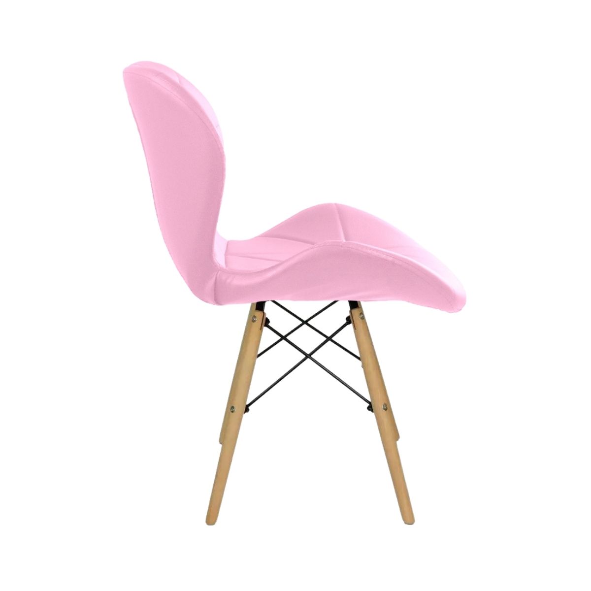 Cadeira Estofada Eiffel Slim Wood Pés de Madeira Rosa