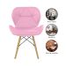 Cadeira Estofada Eiffel Slim Wood Pés de Madeira Rosa
