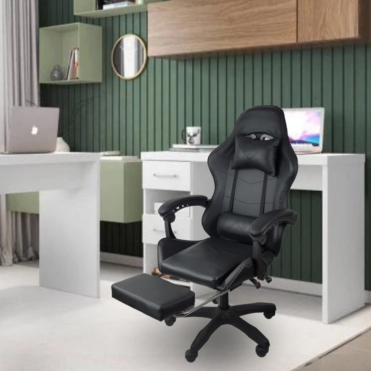 Cadeira Gamer Stillus Ergonômica Com Apoio para Os Pés - Preto
