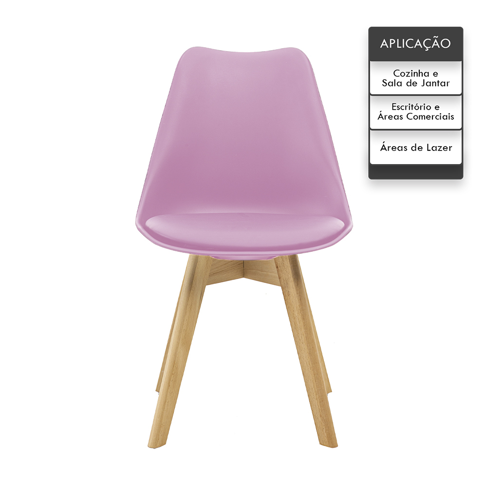 Cadeira Saarinen Wood Com Estofamento Várias Cores - Rosa