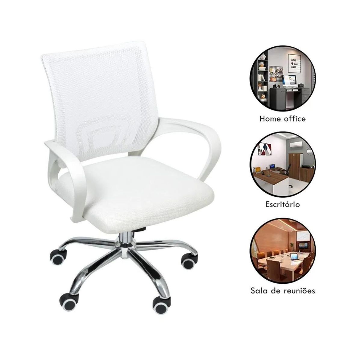 Cadeira de Escritório Begonia Tela Mesh Ergonômica Branco