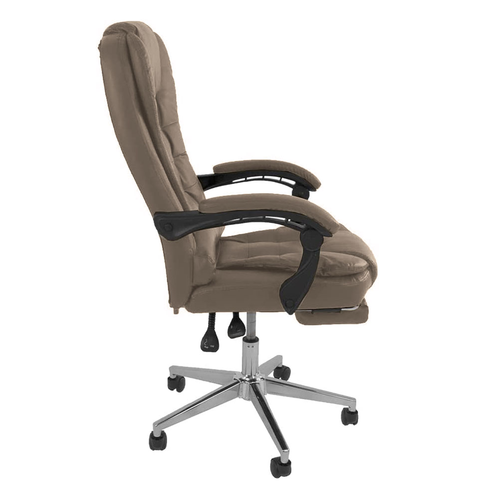 Cadeira de Escritório Presidente Ergonômica Apoio para Pés Bege