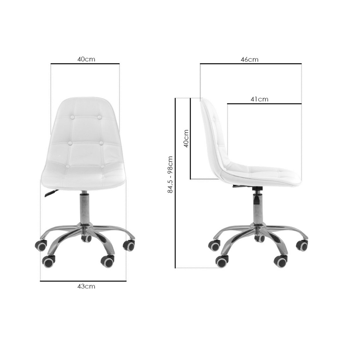Kit 04 Cadeiras Office Eiffel Botonê Ajustável Base Giratória Branco