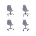 Kit 04 Cadeiras Office Eiffel Botonê Ajustável Base Giratória Cinza