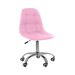 Kit 04 Cadeiras Office Eiffel Botonê Ajustável Base Giratória Rosa